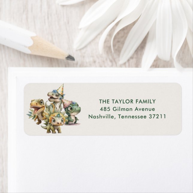 Wild Time Cute Dinosaur Kids Birthday Address (Insitu)