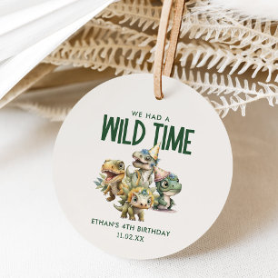 Wild Time Cute Dinosaur Kids Birthday Party Favour Tags