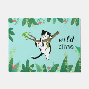 Wild Time Greenery Safari Kitty Cat Doormat