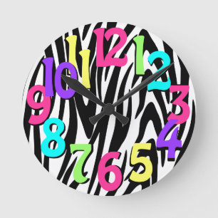 Wild Time Zebra Stripe Round Clock