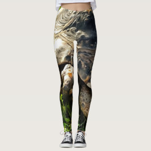Wild Tortoise In Grass Meadow Wildlife Art Leggings