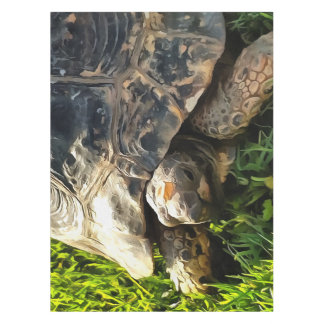 Wild Tortoise In Grass Meadow Wildlife Art Tablecloth