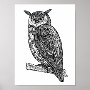 Wild Totem Animal Owl Doodle 2 Poster