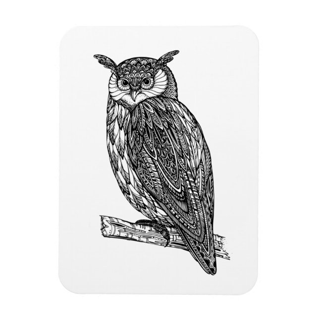 Wild Totem Animal Owl Doodle Magnet (Vertical)