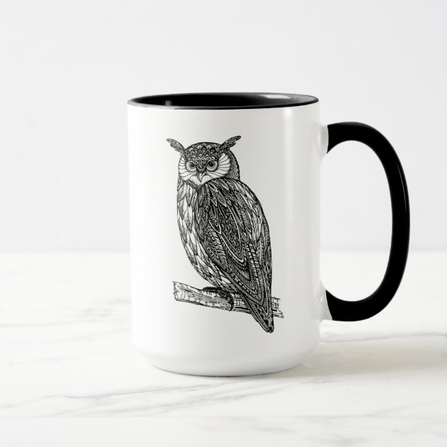 Wild Totem Animal Owl Doodle Mug (Right)