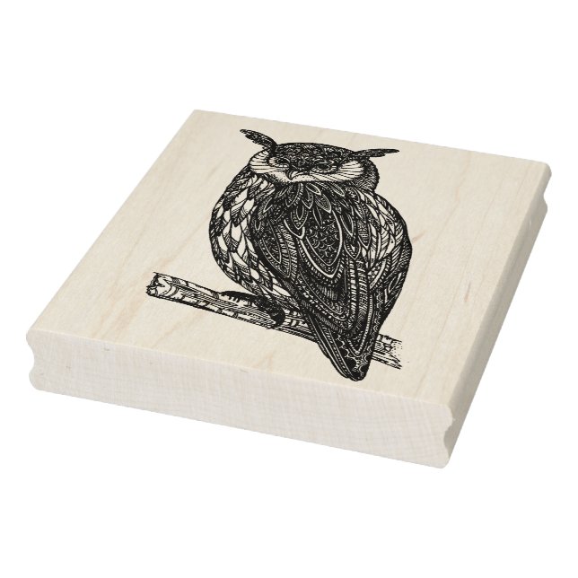 Wild Totem Animal Owl Doodle Rubber Stamp (Stamp)