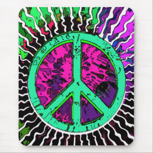 Wild Trippy Hippie Peace Sign Mouse Mat