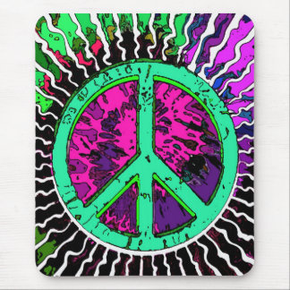 Wild Trippy Hippie Peace Sign Mouse Mat