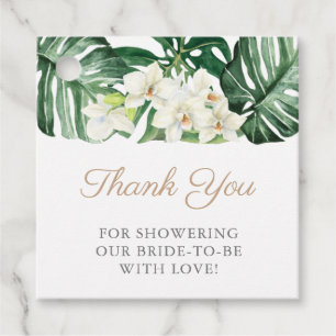 Wild Tropical Foliage Green White Bridal Shower Favour Tags