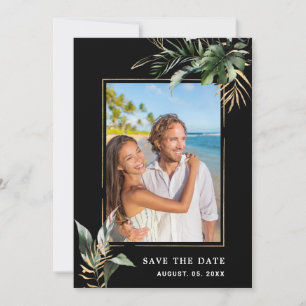 Wild Tropical Foliage Wedding Photo Save The Date