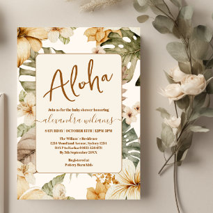 Wild tropical greenery leaves baby shower invitation