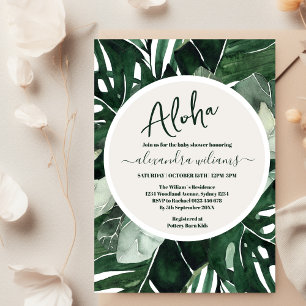 Wild tropical greenery leaves baby shower invitation