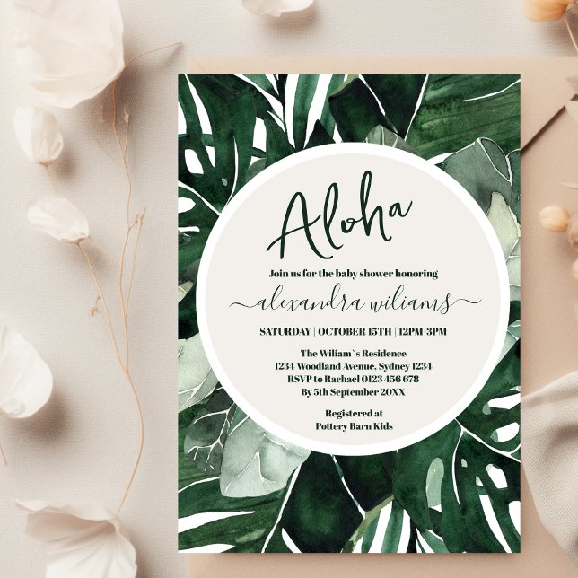 Wild tropical greenery leaves baby shower invitation (Creator Uploaded)