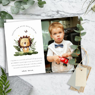 Wild Tropical Jungle Animal Lion Birthday Photo Thank You Card
