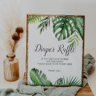 Wild Tropical Palm Baby Shower Diaper Raffle Sign