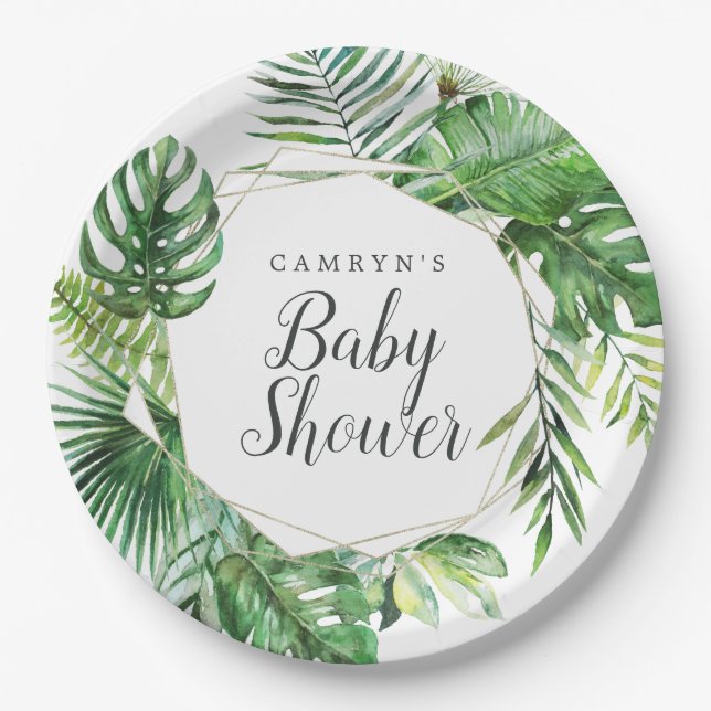 Wild Tropical Palm Baby Shower Paper Plate (Front)