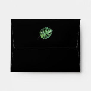 Wild Tropical Palm Black Self-Addressed RSVP Envelope