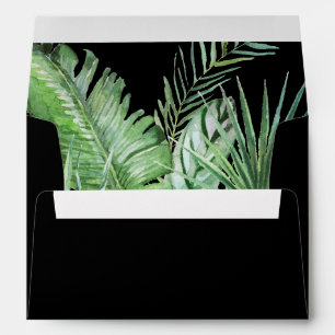 Wild Tropical Palm   Black Wedding Invitation Envelope