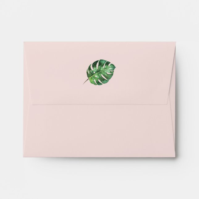 Wild Tropical Palm | Blush Self-Addressed RSVP Envelope (Back (Top Flap))