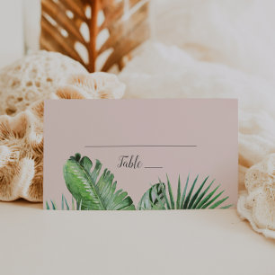 Wild Tropical Palm   Blush Wedding Place Card
