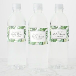 Wild Tropical Palm Bridal Shower Water Bottle Label