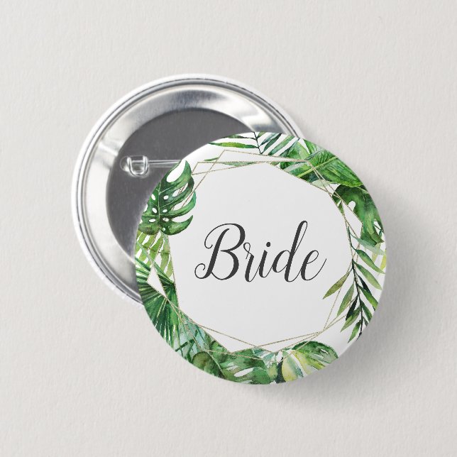 Wild Tropical Palm Bride Bridal Shower 6 Cm Round Badge (Front & Back)