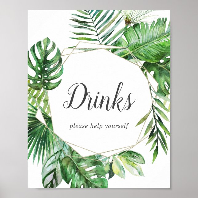Wild Tropical Palm Drinks Sign (Front)