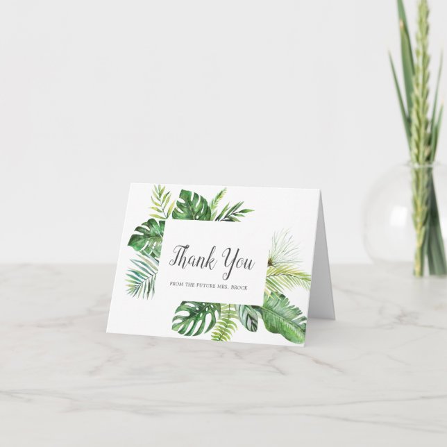 Wild Tropical Palm Future Mrs Thank You Card (Front)