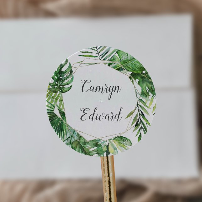 Wild Tropical Palm Geometric Wedding Envelope Seal (Creator Uploaded)