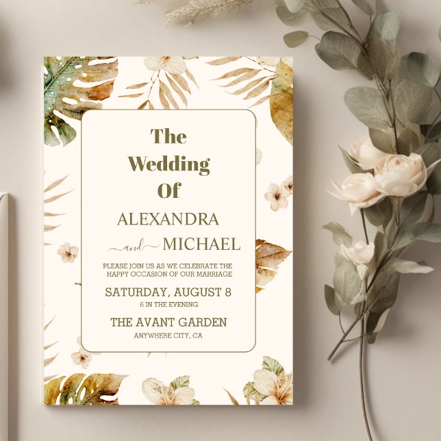 Wild Tropical Palm Geometric Wedding Invitation (Creator Uploaded)