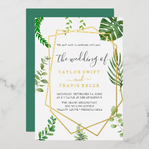 Wild Tropical Palm   Gold Foil Geometric Wedding 