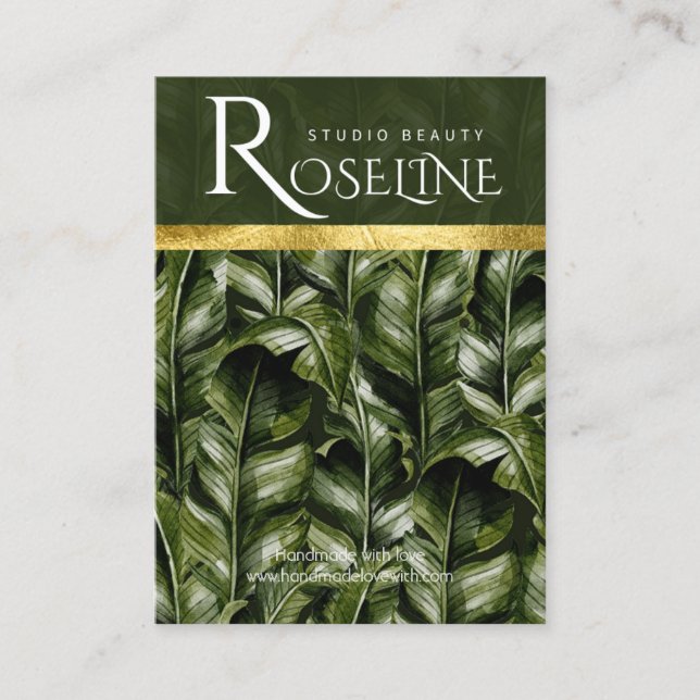 Wild Tropical palm green Logo Earring Display Business Card (Front)