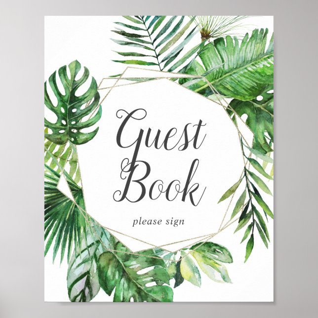Wild Tropical Palm Guest Book Sign (Front)