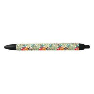 Wild Tropical Palm Leaves Black Ink Pen