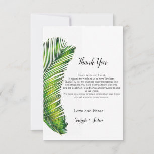 Wild Tropical Palm Leaves Greenery Wedding Thank You Card