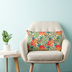 Wild Tropical Palm Leaves Lumbar Cushion