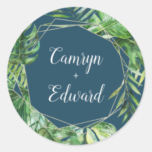 Wild Tropical Palm   Navy Geometric Envelope Seal