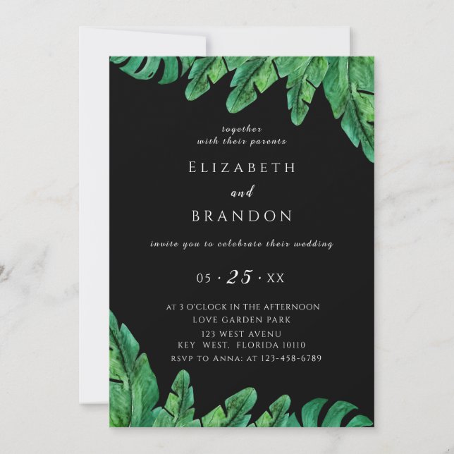 Wild Tropical Palm Wedding Invitation (Front)