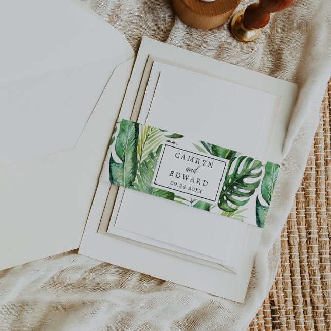 Wild Tropical Palm Wedding Invitation Belly Band (Creator Uploaded)