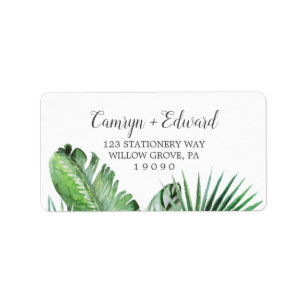 Wild Tropical Palm Wedding RSVP Address Labels