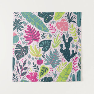 Wild tropical rainforest, vintage repeating patter tapestry