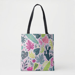Wild tropical rainforest, vintage repeating patter tote bag
