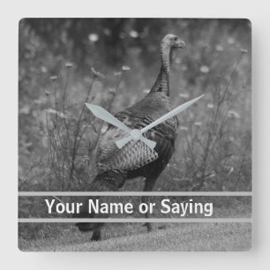 Wild Turkey B&W photo Square Wall Clock
