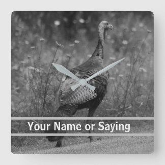 Wild Turkey B&W photo Square Wall Clock