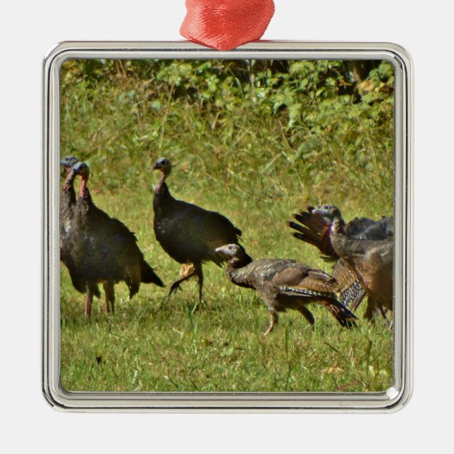Wild Turkey, Camouflage colours Metal Tree Decoration (Front)