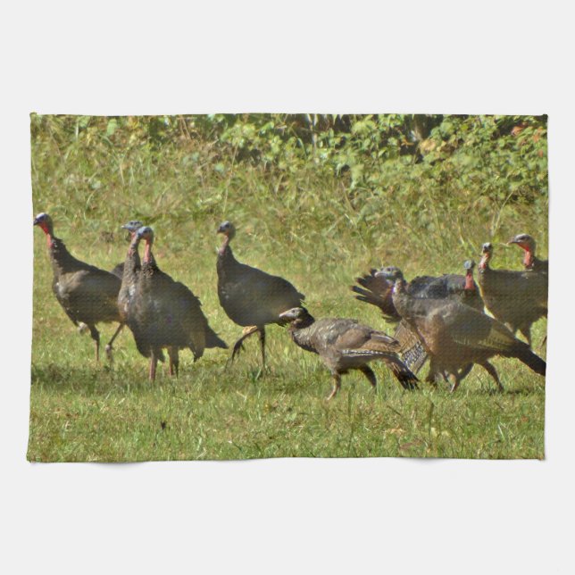 Wild Turkey, Camouflage colours Tea Towel (Horizontal)