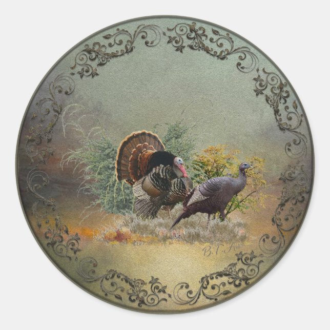 Wild turkey   classic round sticker (Front)