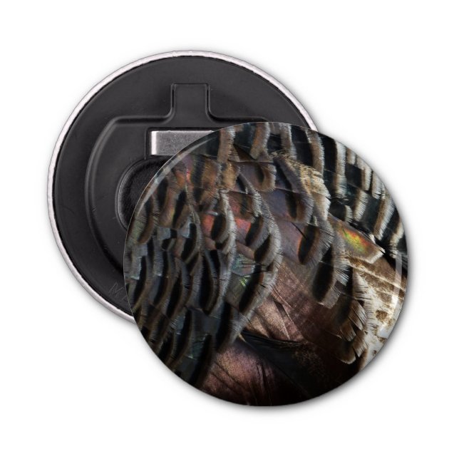 Wild Turkey Feathers I Abstract Nature Design Bottle Opener (Front)
