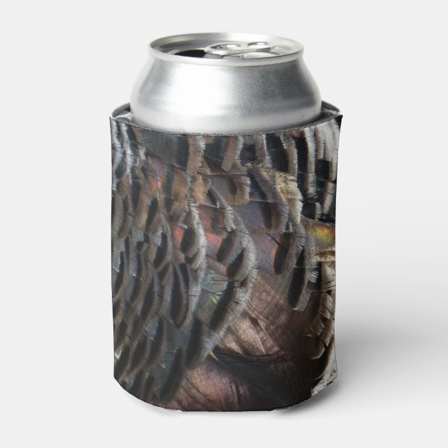 Wild Turkey Feathers I Abstract Nature Design Can Cooler (Can Front)