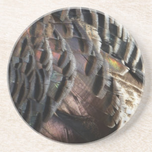 Wild Turkey Feathers I Abstract Nature Design Coaster